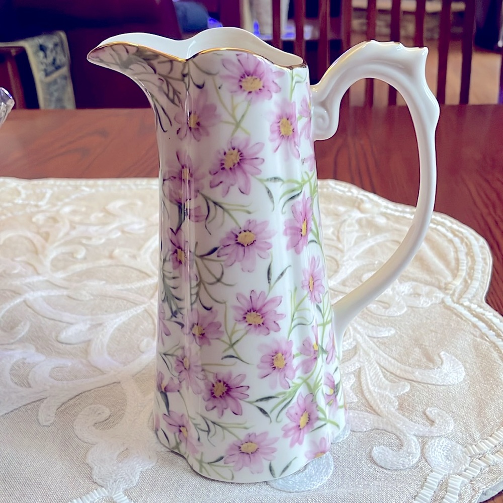 Grace Teaware Pink Daisy Pitcher 7” tall